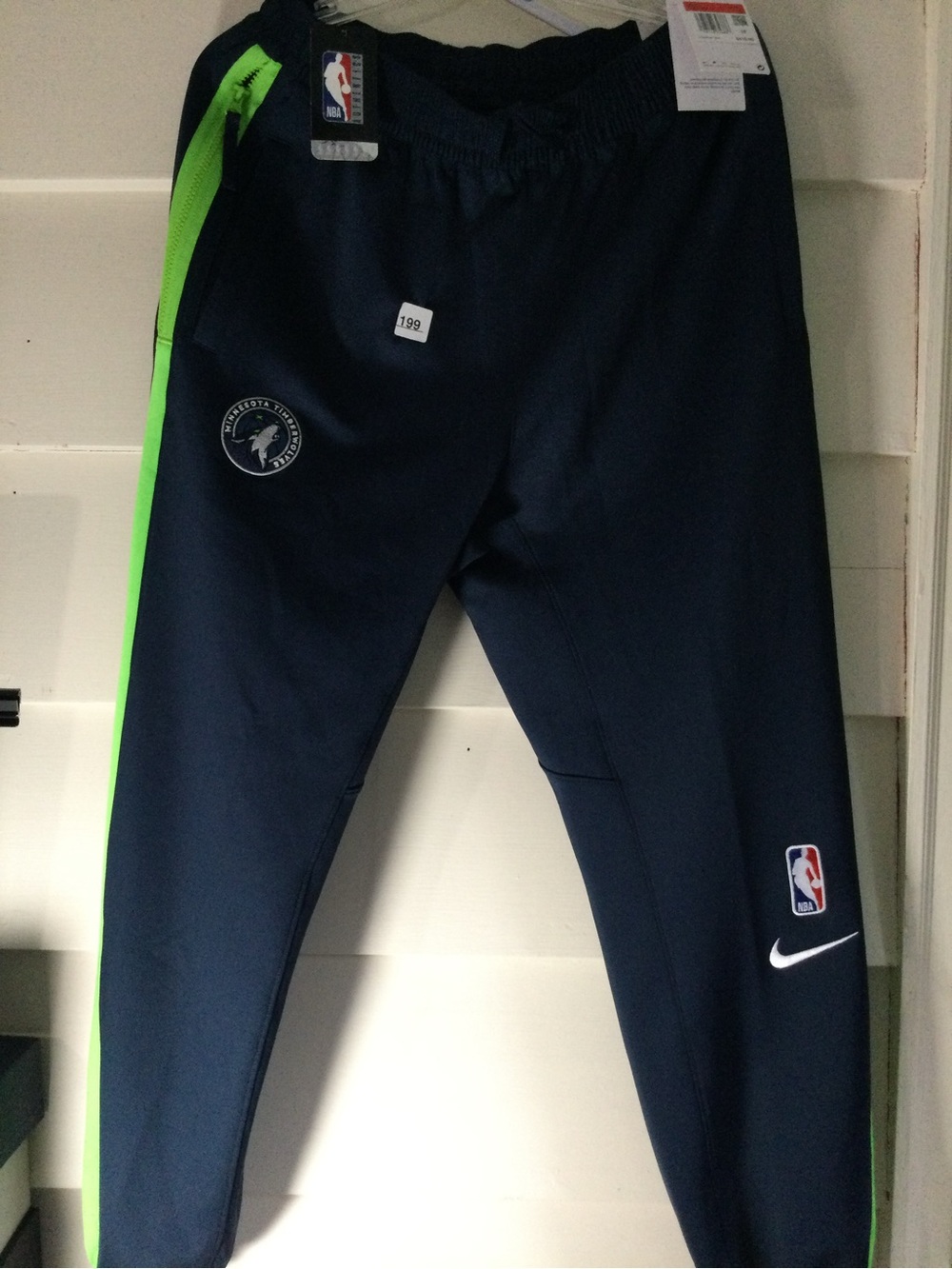 Nike mens Navy Joggers with Neon Green Side Stripe